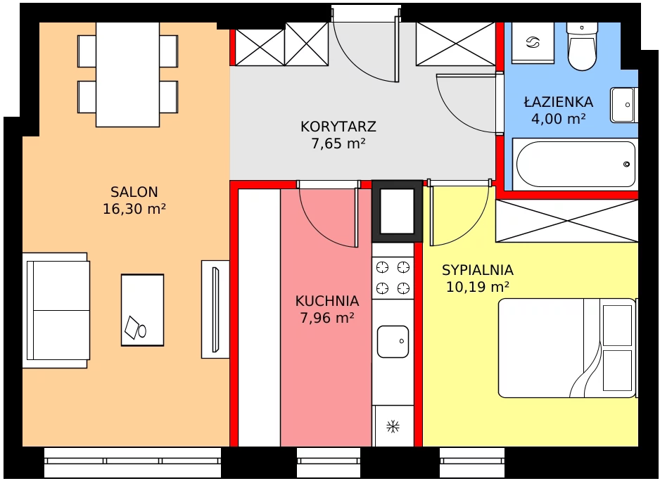 Zalety mieszkania 48.17 m², C1/49