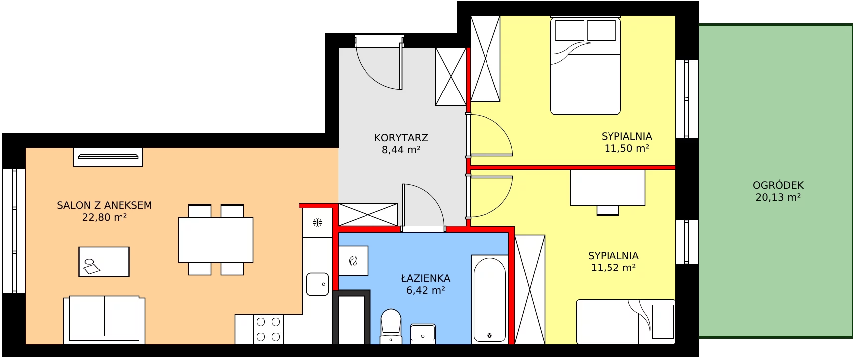 Zalety mieszkania 62.66 m², C1/116
