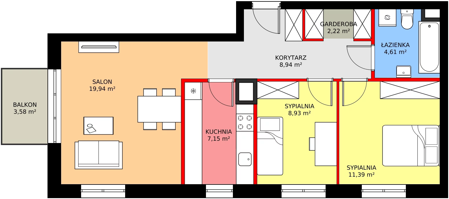 Zalety mieszkania 66.08 m², C1/77