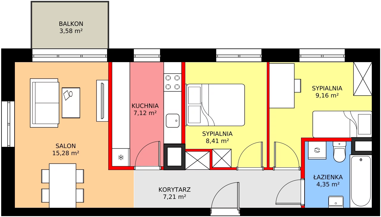 Zalety mieszkania 54.12 m², C1/165