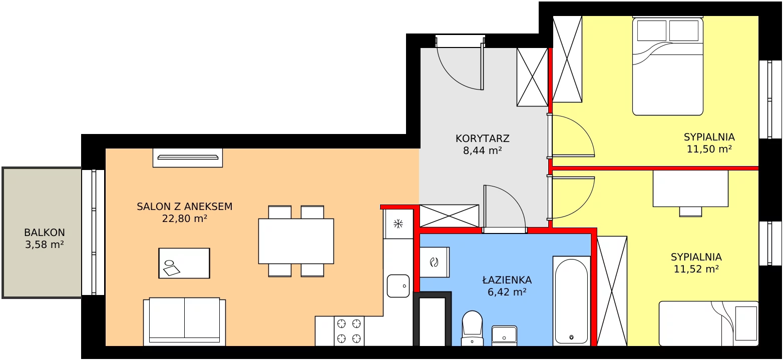 Zalety mieszkania 62.66 m², C1/170