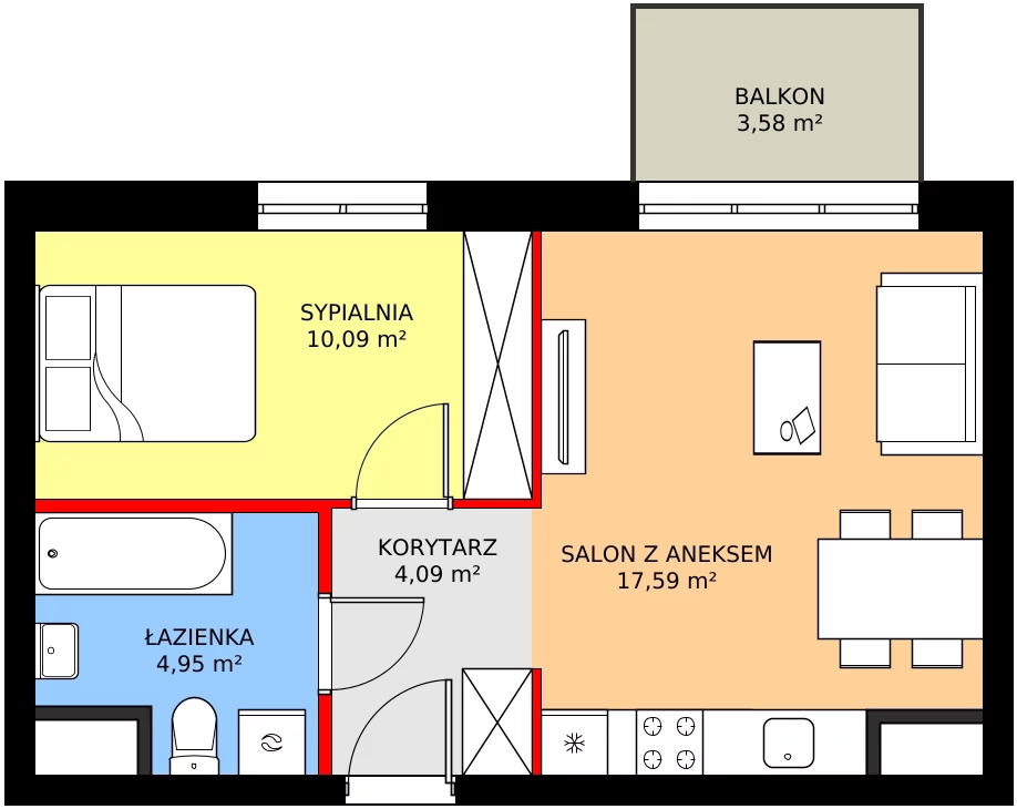 Zalety mieszkania 38 m², C1/160