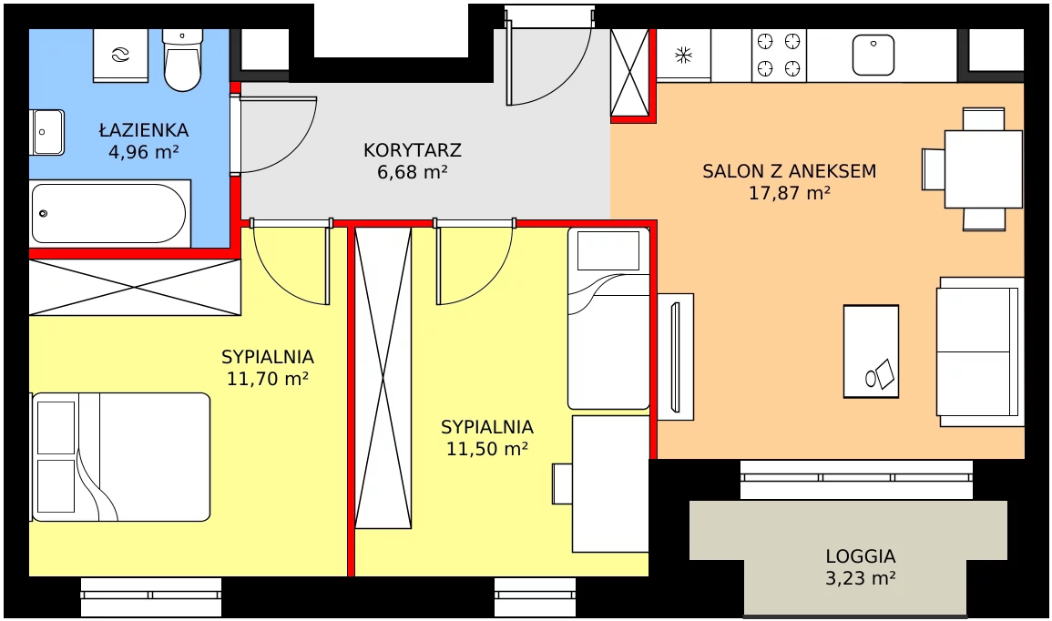Zalety mieszkania 54.64 m², C1/21