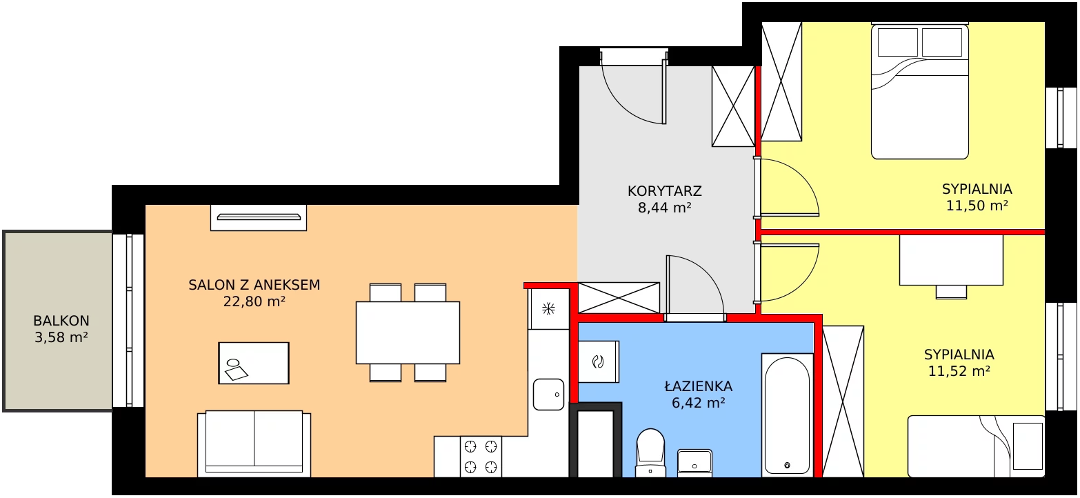 Zalety mieszkania 62.66 m², C1/161