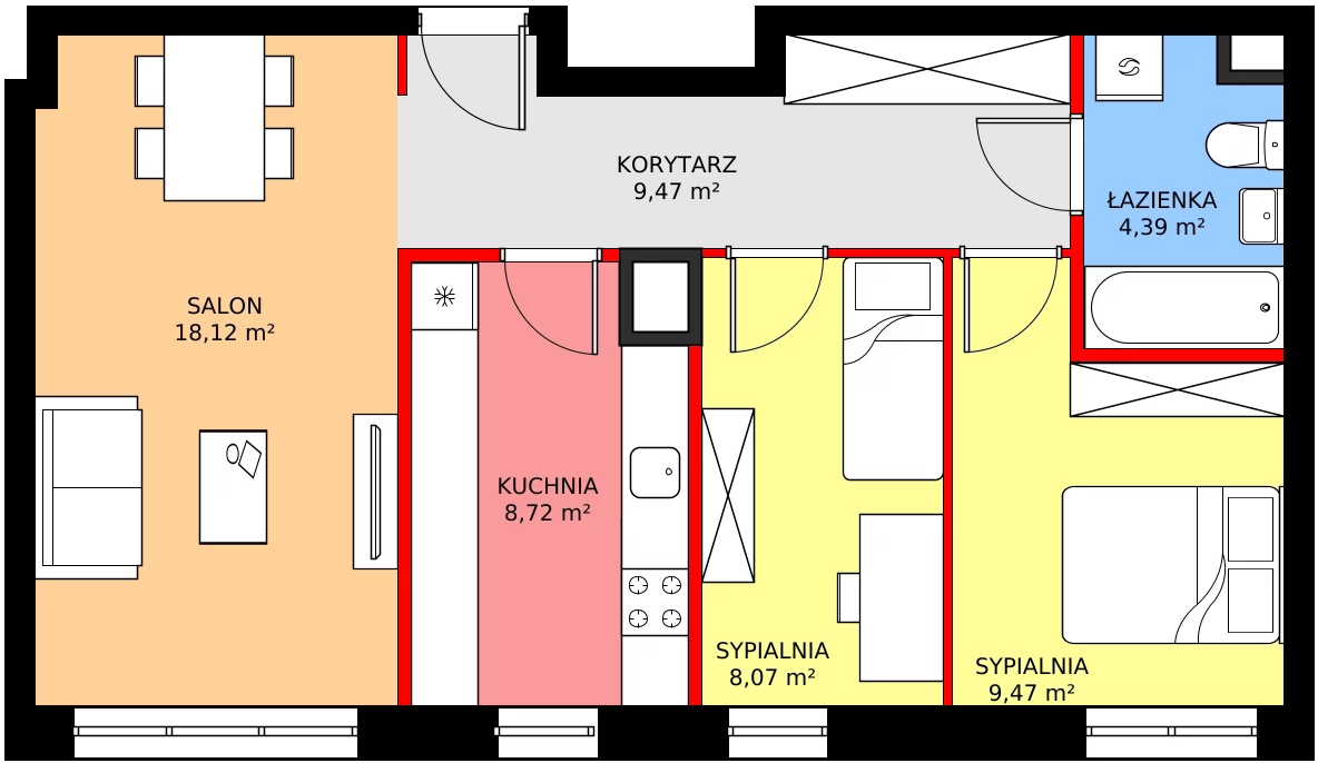 Zalety mieszkania 61.1 m², C1/48