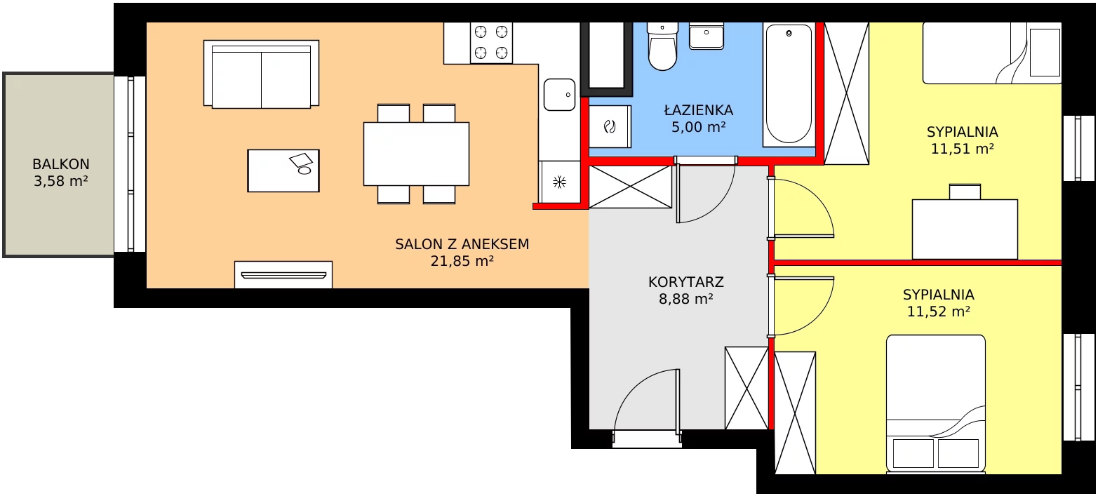 Zalety mieszkania 60.67 m², C1/61
