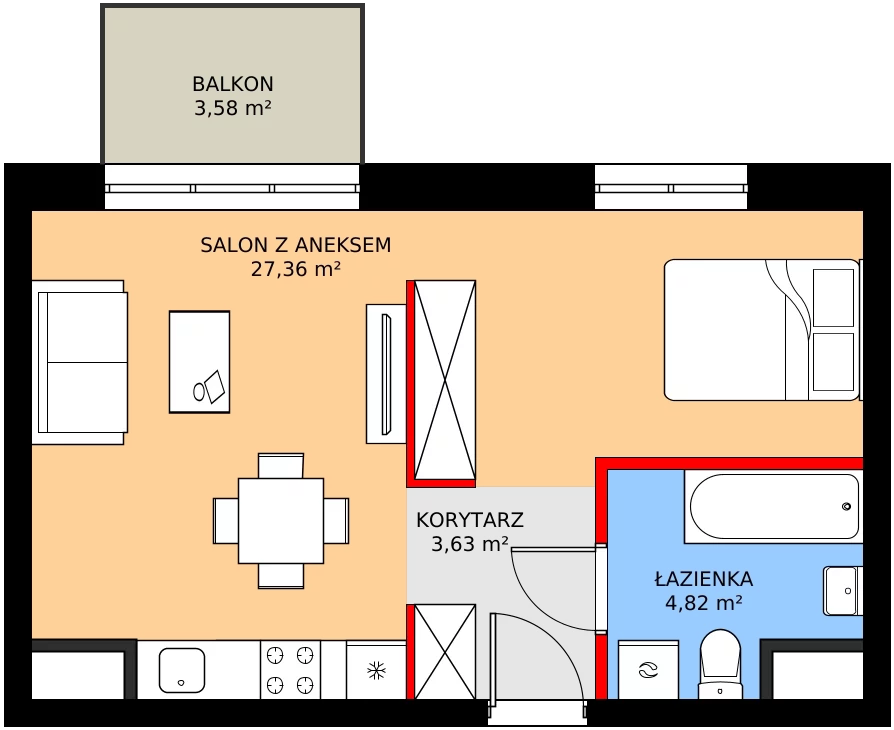 Zalety mieszkania 35.51 m², C1/82