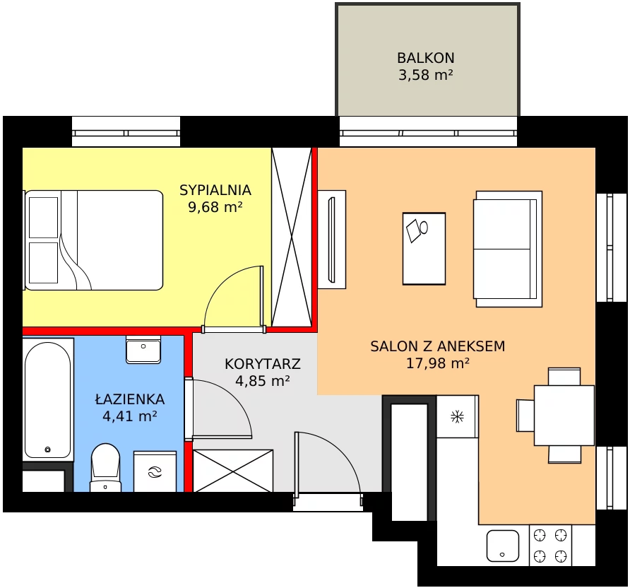 Zalety mieszkania 38.06 m², C1/39