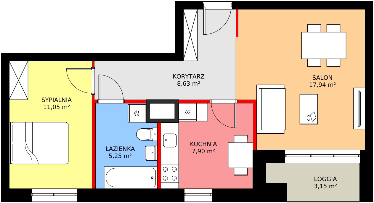 Zalety mieszkania 52.62 m², C1/34