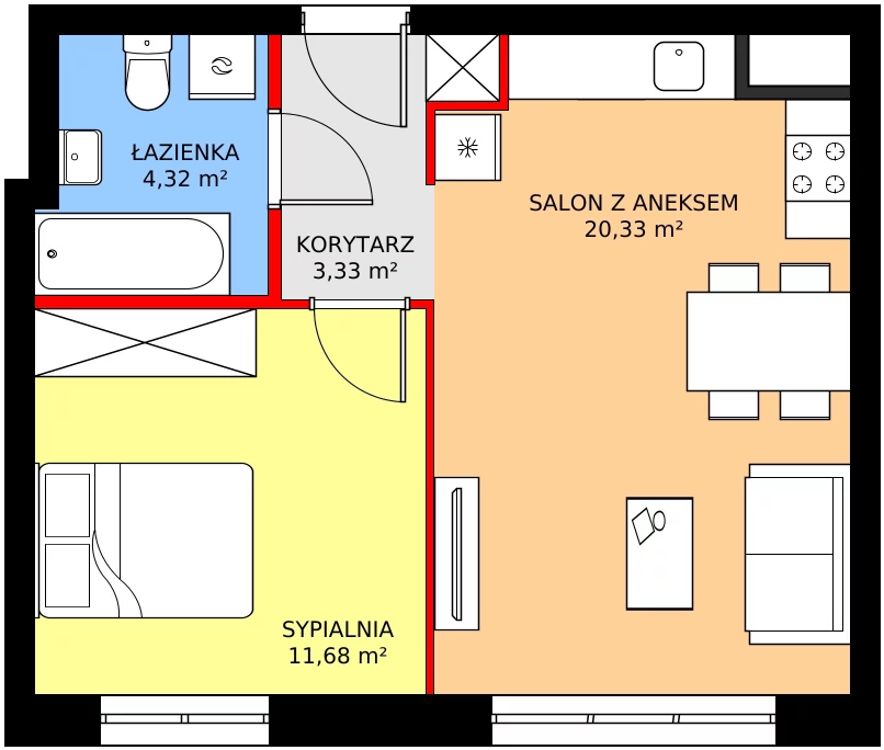 Zalety mieszkania 41.07 m², C1/117