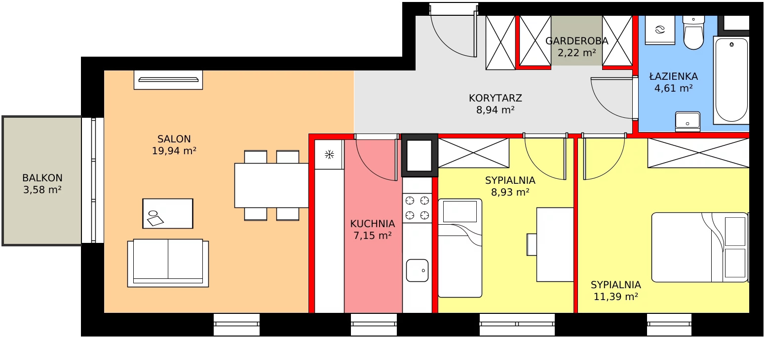 Zalety mieszkania 66.08 m², C1/67