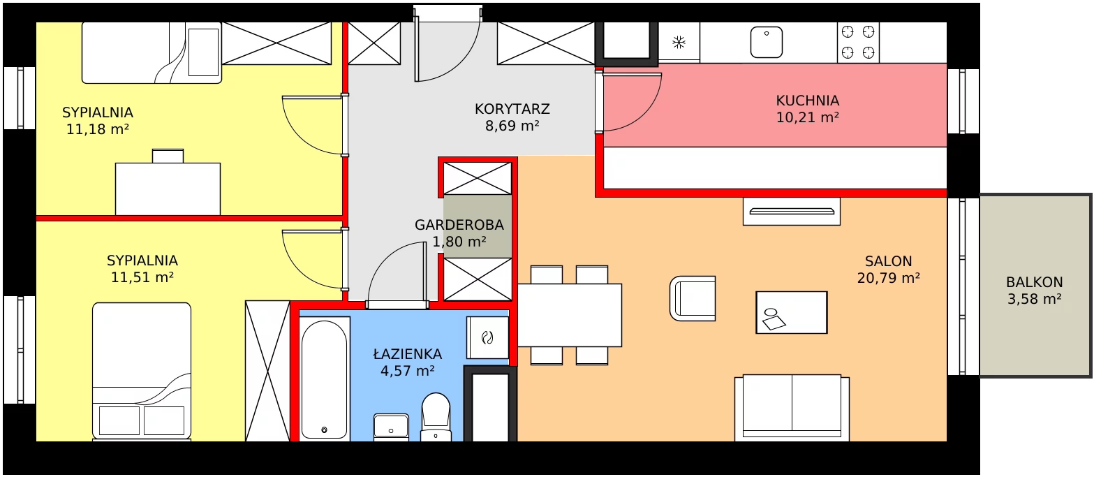 Zalety mieszkania 71.94 m², C1/212