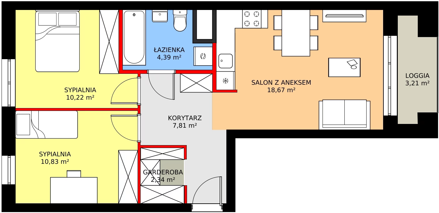 Zalety mieszkania 56.39 m², C1/85