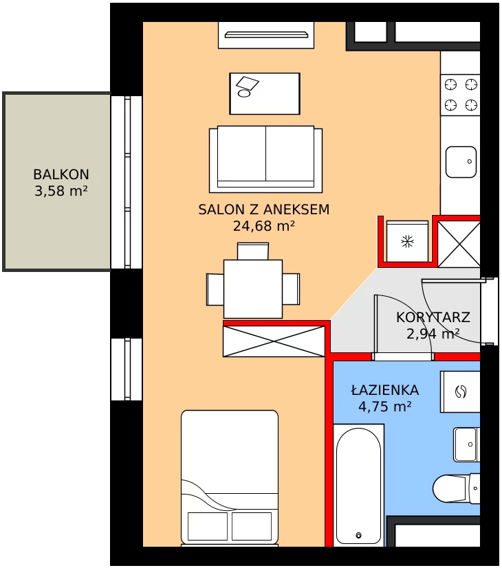 Zalety mieszkania 33.61 m², C1/221