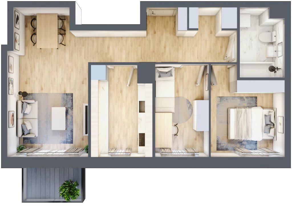 3 pokoje, mieszkanie 59,22 m², piętro 1, oferta nr C1/185, Classic Ursus, Warszawa, Ursus, Szamoty, ul. Dyrekcyjna