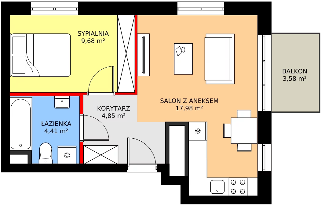 Zalety mieszkania 38.06 m², C1/32