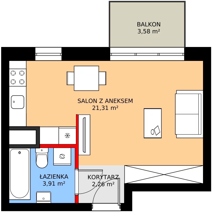 Zalety mieszkania 28.06 m², C1/168