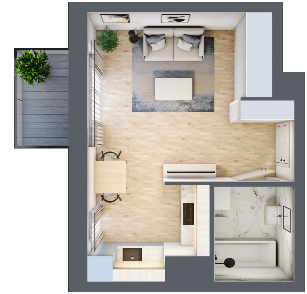 1 pokój, mieszkanie 27,49 m², piętro 4, oferta nr C1/30, Classic Ursus, Warszawa, Ursus, Szamoty, ul. Dyrekcyjna