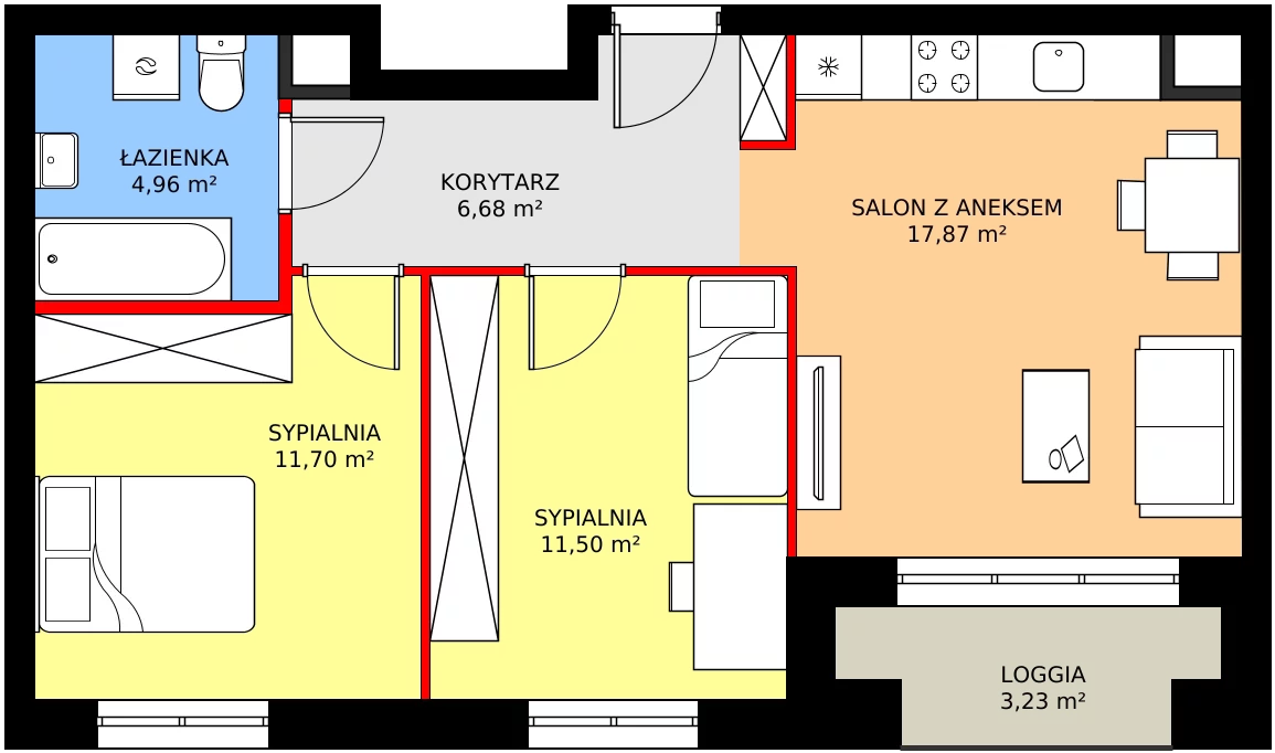 Zalety mieszkania 54.64 m², C1/42