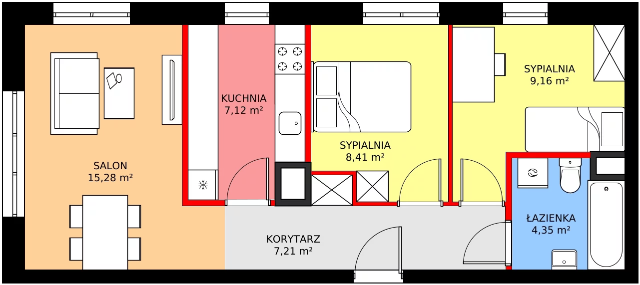 Zalety mieszkania 54.12 m², C1/120