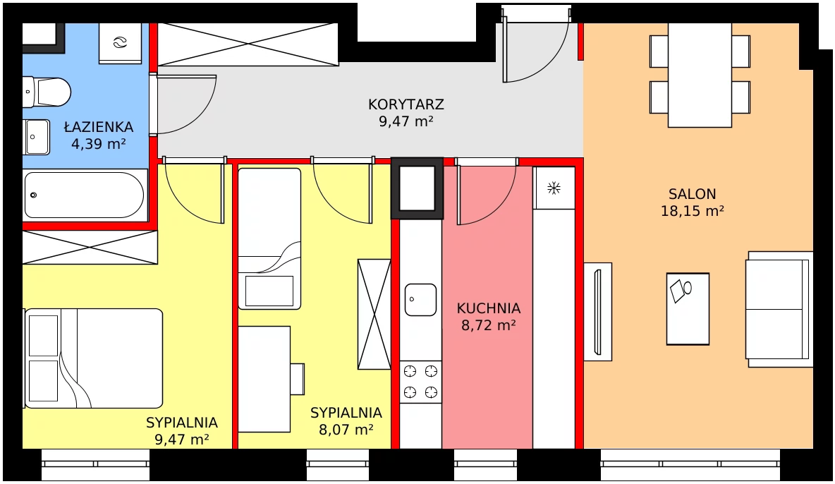 Zalety mieszkania 61.1 m², C1/119