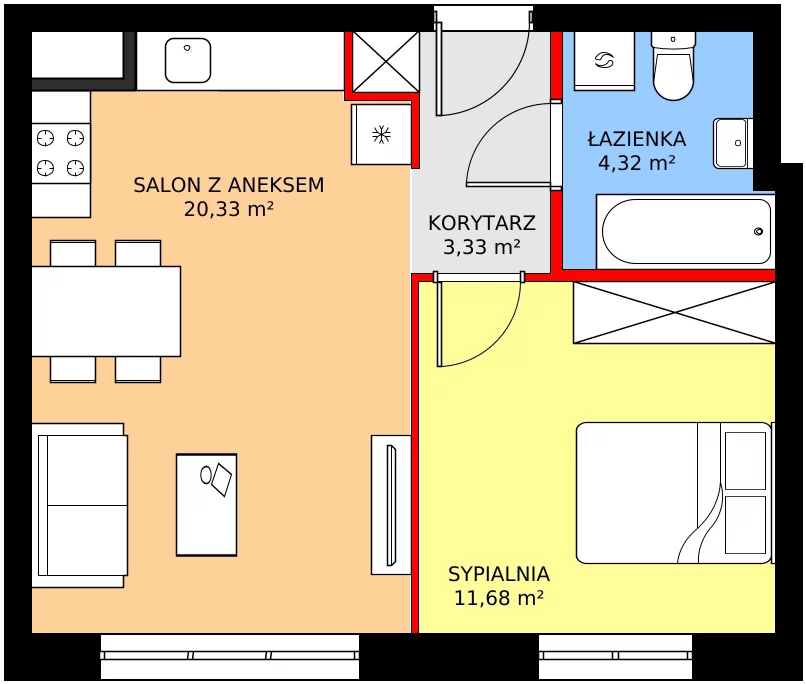 Zalety mieszkania 41.07 m², C1/50