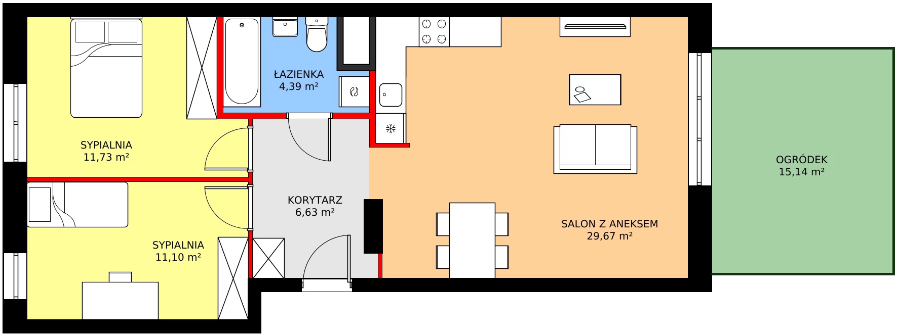 Zalety mieszkania 65.33 m², C1/122
