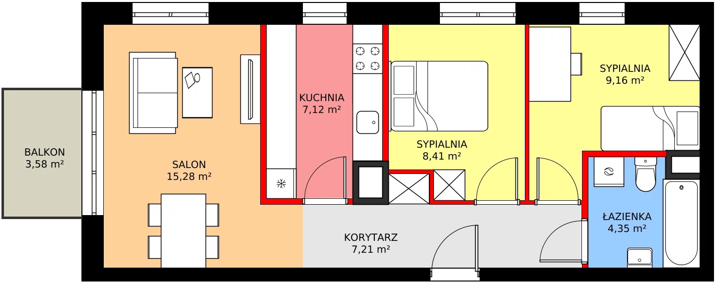 Zalety mieszkania 54.12 m², C1/138