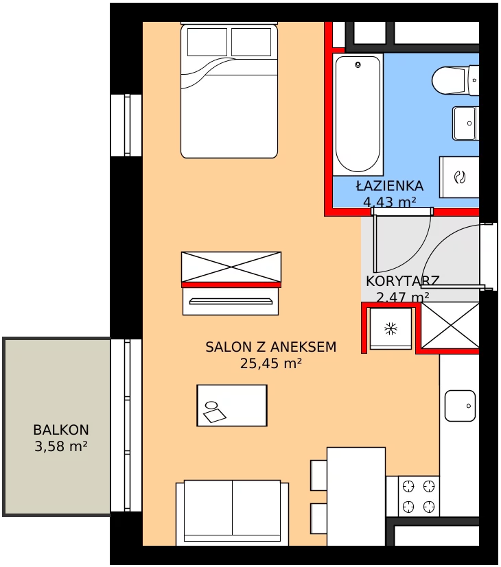 Zalety mieszkania 33.61 m², C1/229