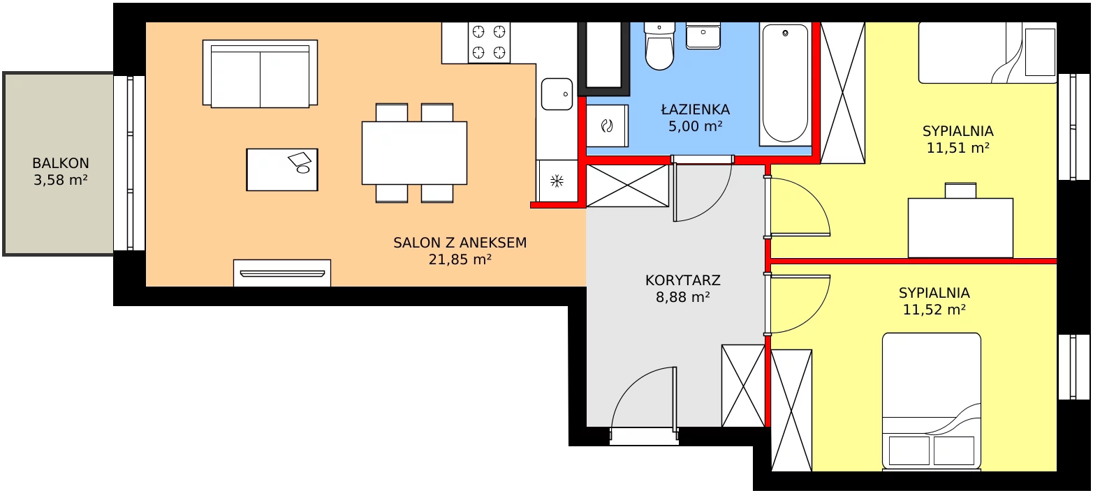 Zalety mieszkania 60.67 m², C1/91