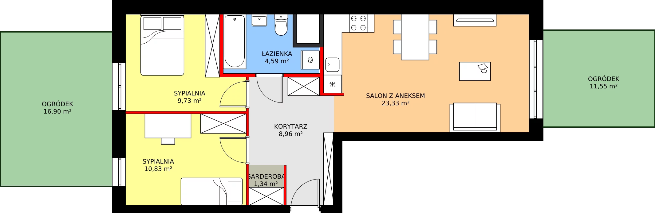 Zalety mieszkania 60.79 m², C1/45