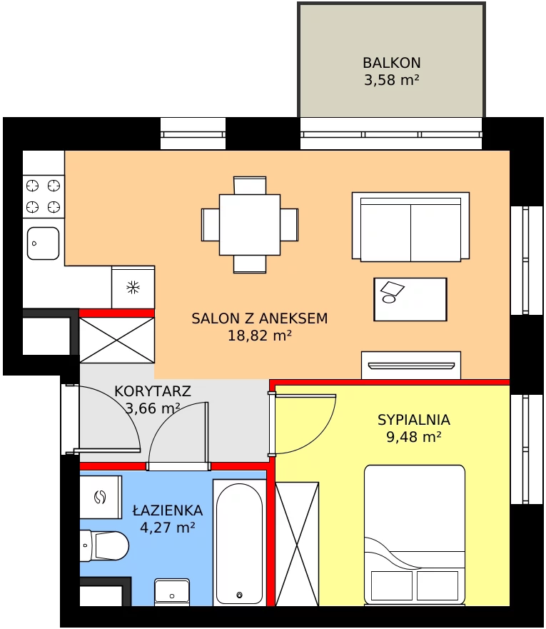 Zalety mieszkania 37.53 m², C1/5