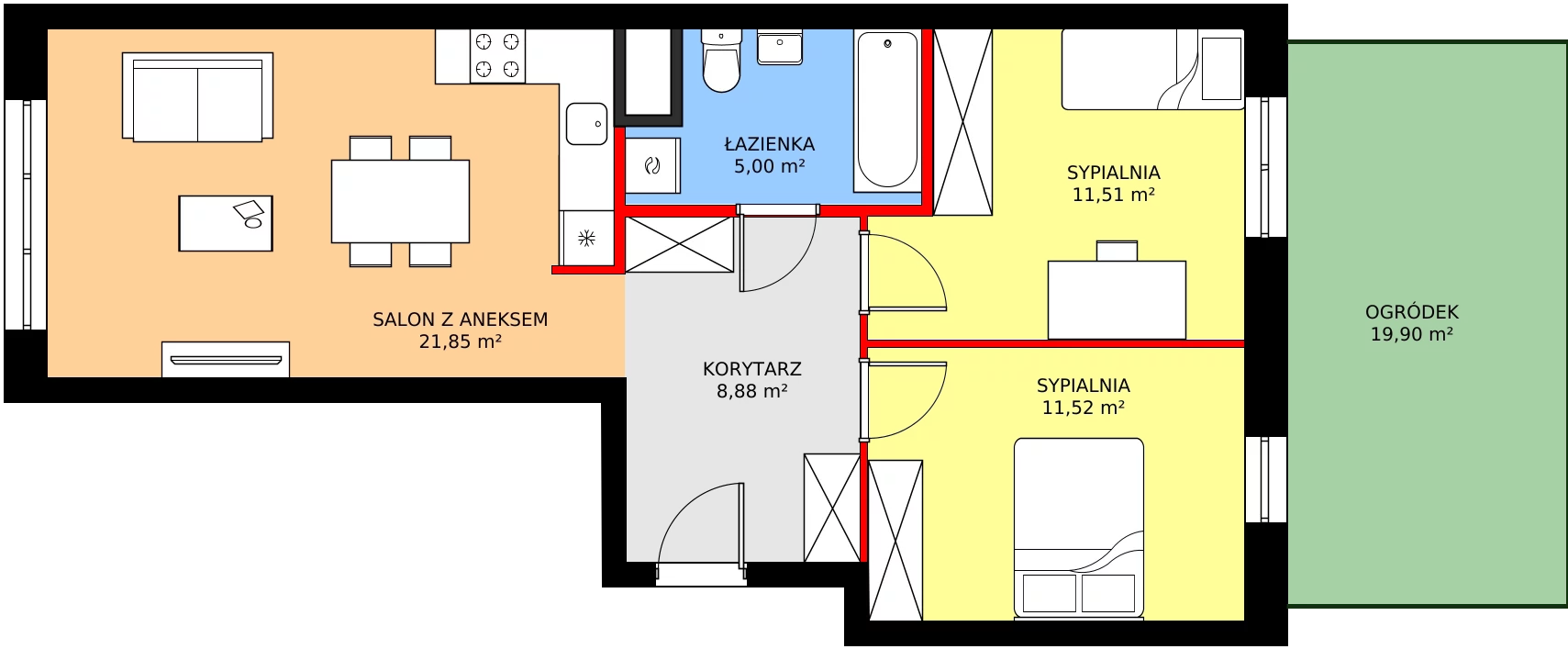 Zalety mieszkania 60.67 m², C1/51