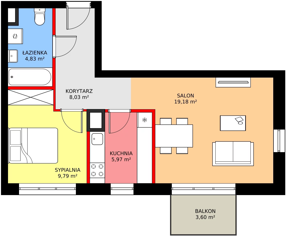 Zalety mieszkania 49.74 m², C2/25