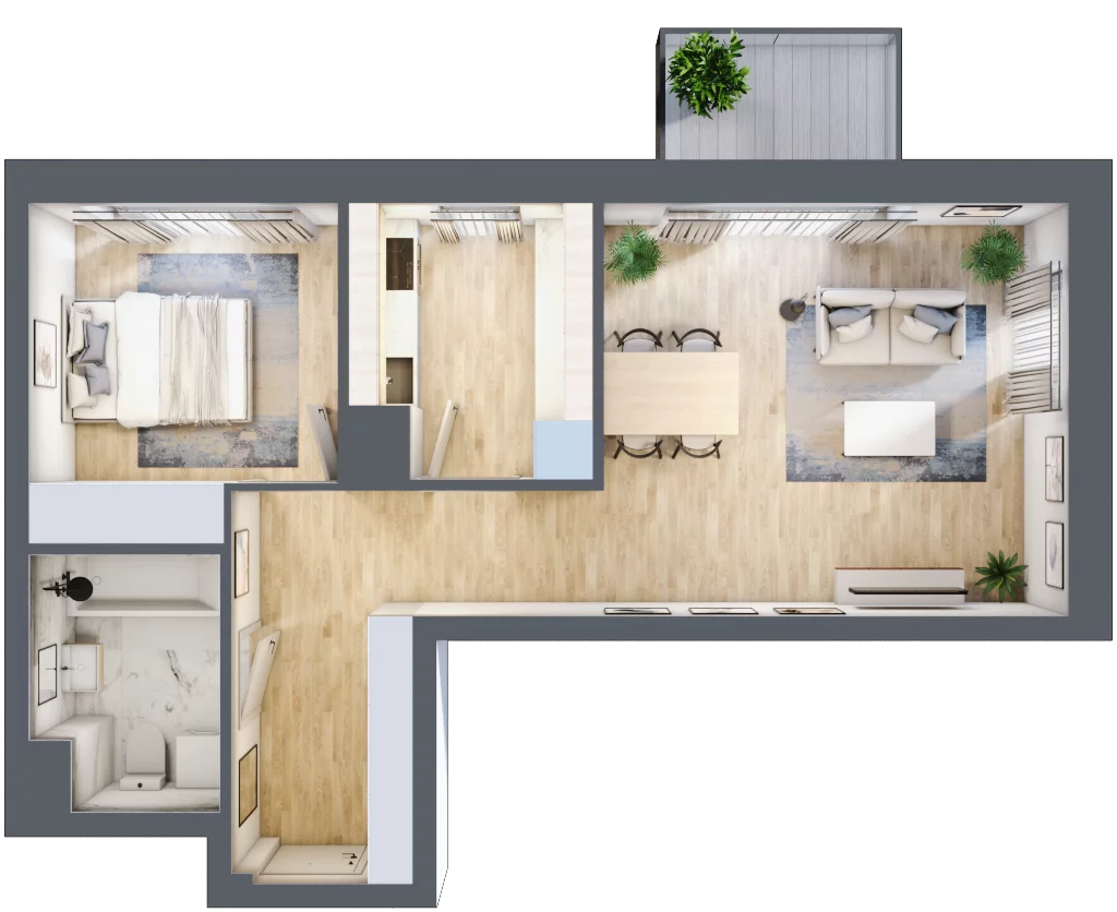 2 pokoje, mieszkanie 49,57 m², piętro 3, oferta nr C2/16, Classic Ursus, Warszawa, Ursus, Szamoty, ul. Dyrekcyjna