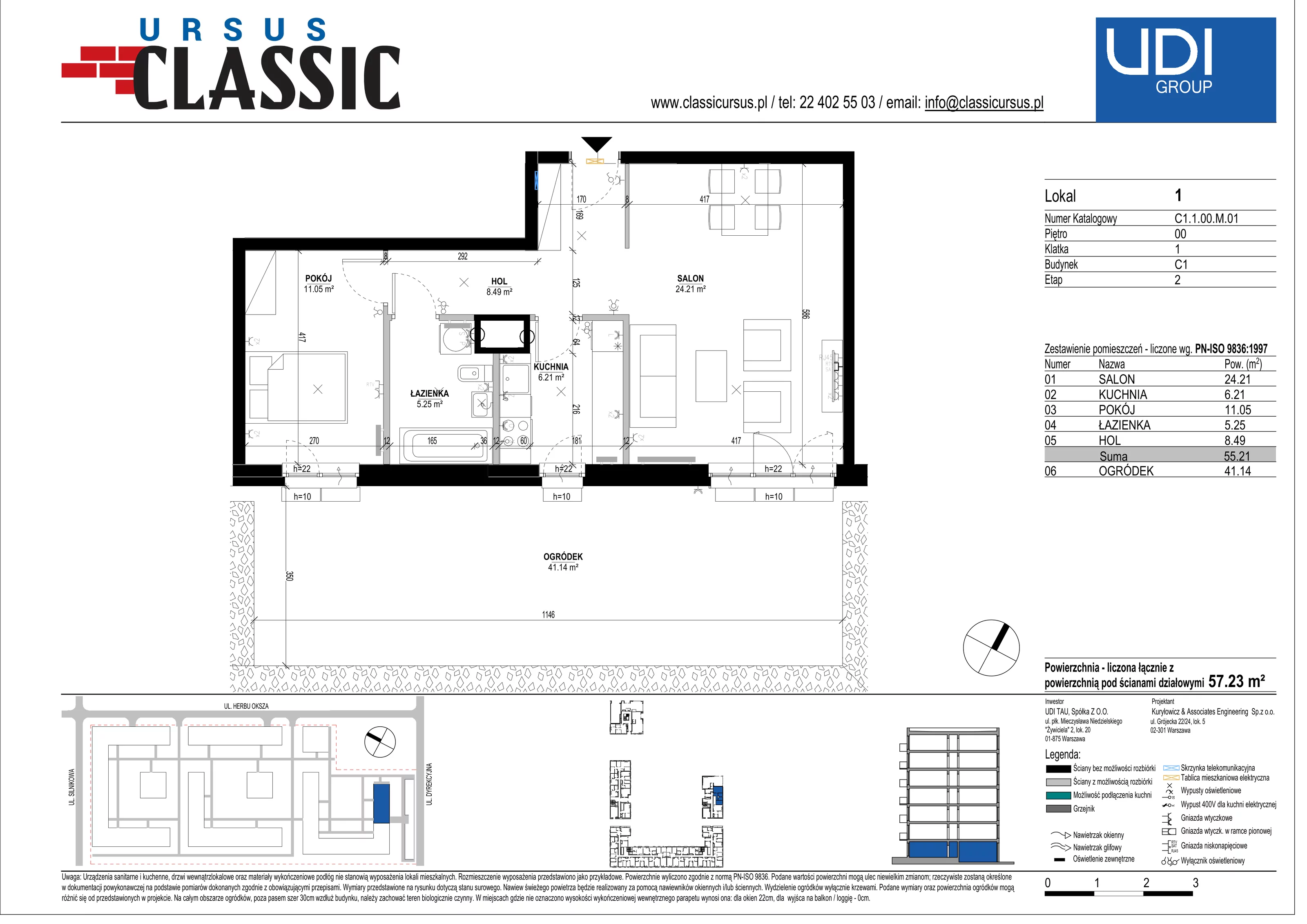 2 pokoje, mieszkanie 57,08 m², parter, oferta nr C1/1, Classic Ursus, Warszawa, Ursus, Szamoty, ul. Dyrekcyjna