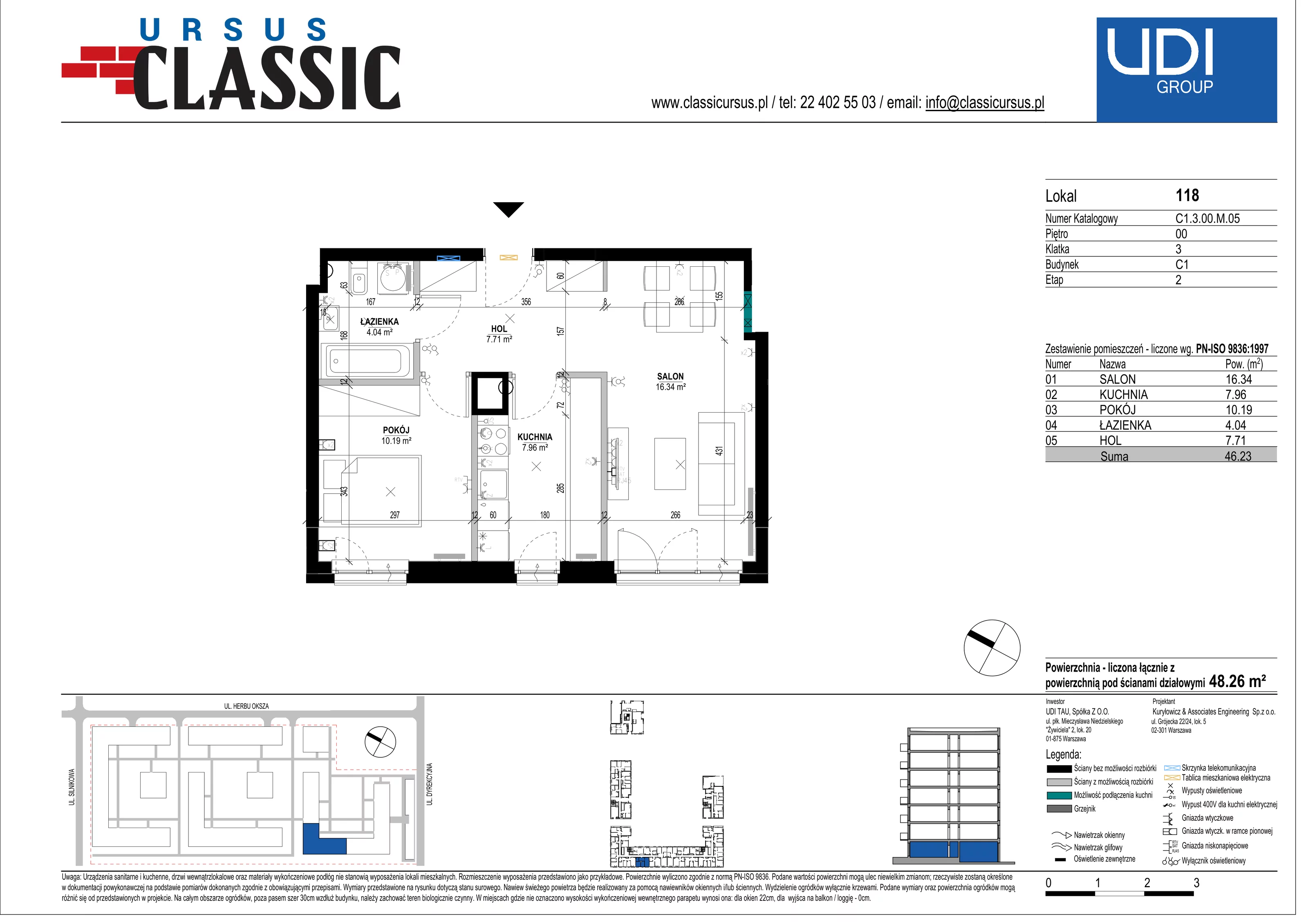 2 pokoje, mieszkanie 48,26 m², parter, oferta nr C1/118, Classic Ursus, Warszawa, Ursus, Szamoty, ul. Dyrekcyjna