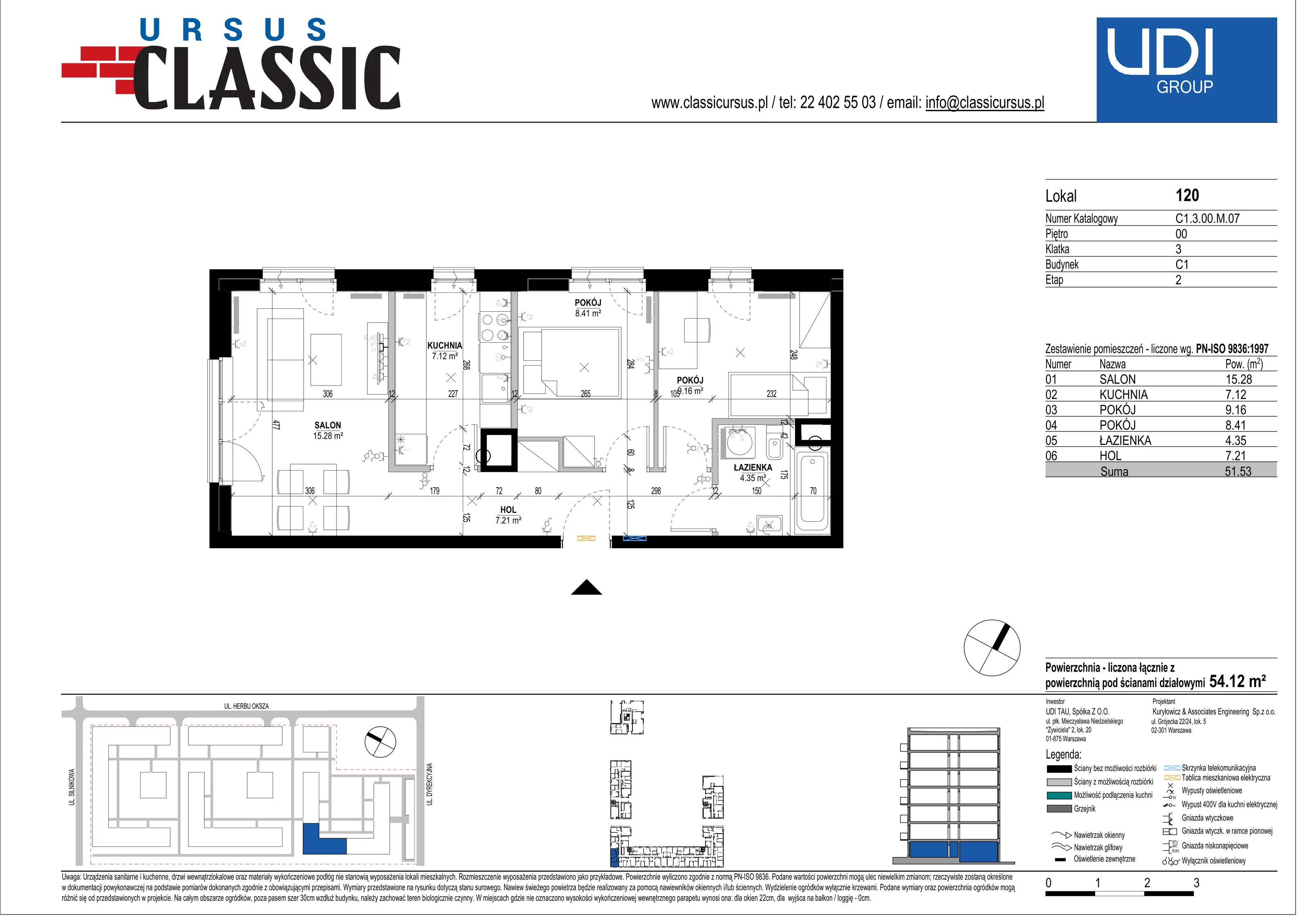 3 pokoje, mieszkanie 54,12 m², parter, oferta nr C1/120, Classic Ursus, Warszawa, Ursus, Szamoty, ul. Dyrekcyjna