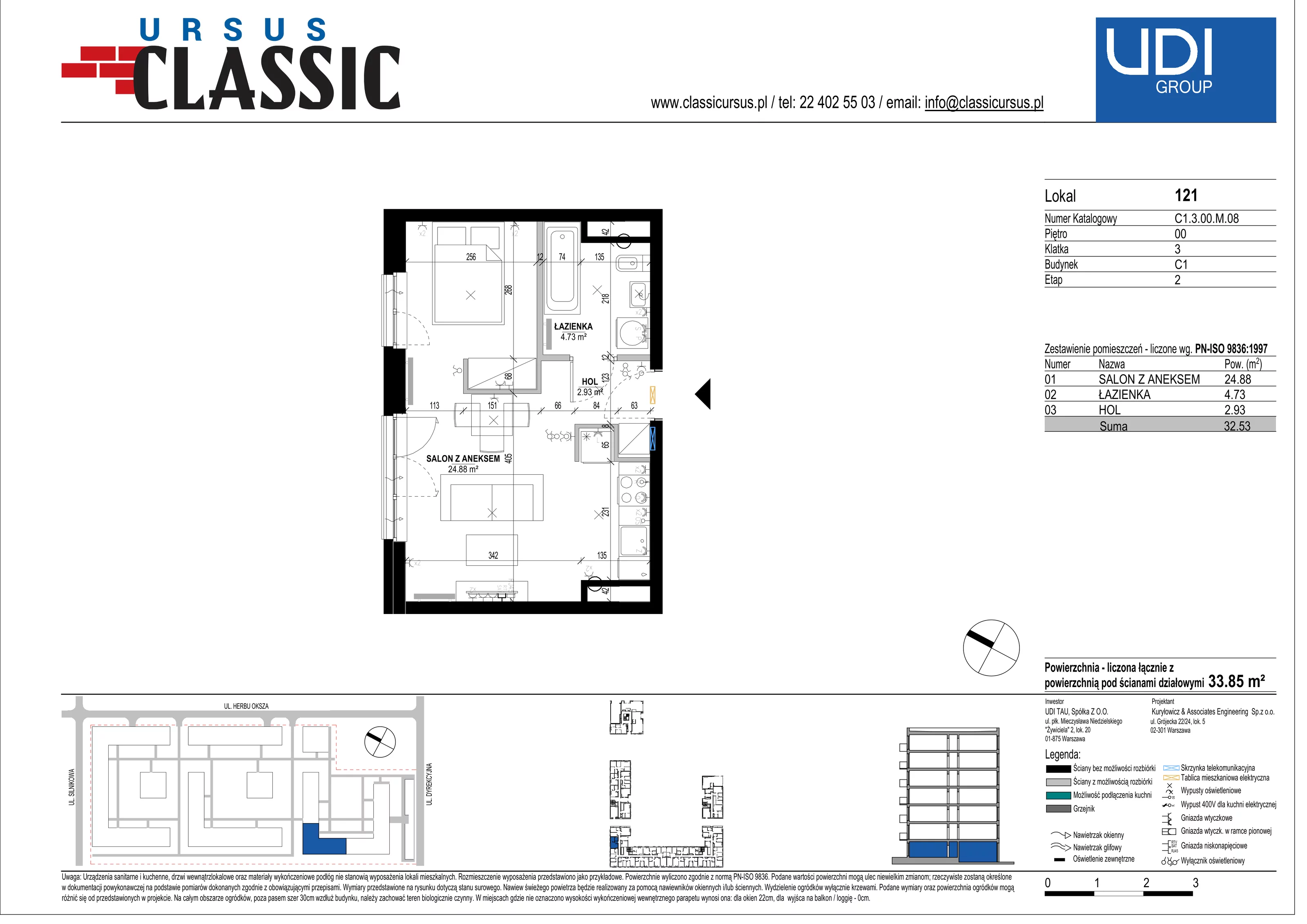 1 pokój, mieszkanie 33,85 m², parter, oferta nr C1/121, Classic Ursus, Warszawa, Ursus, Szamoty, ul. Dyrekcyjna