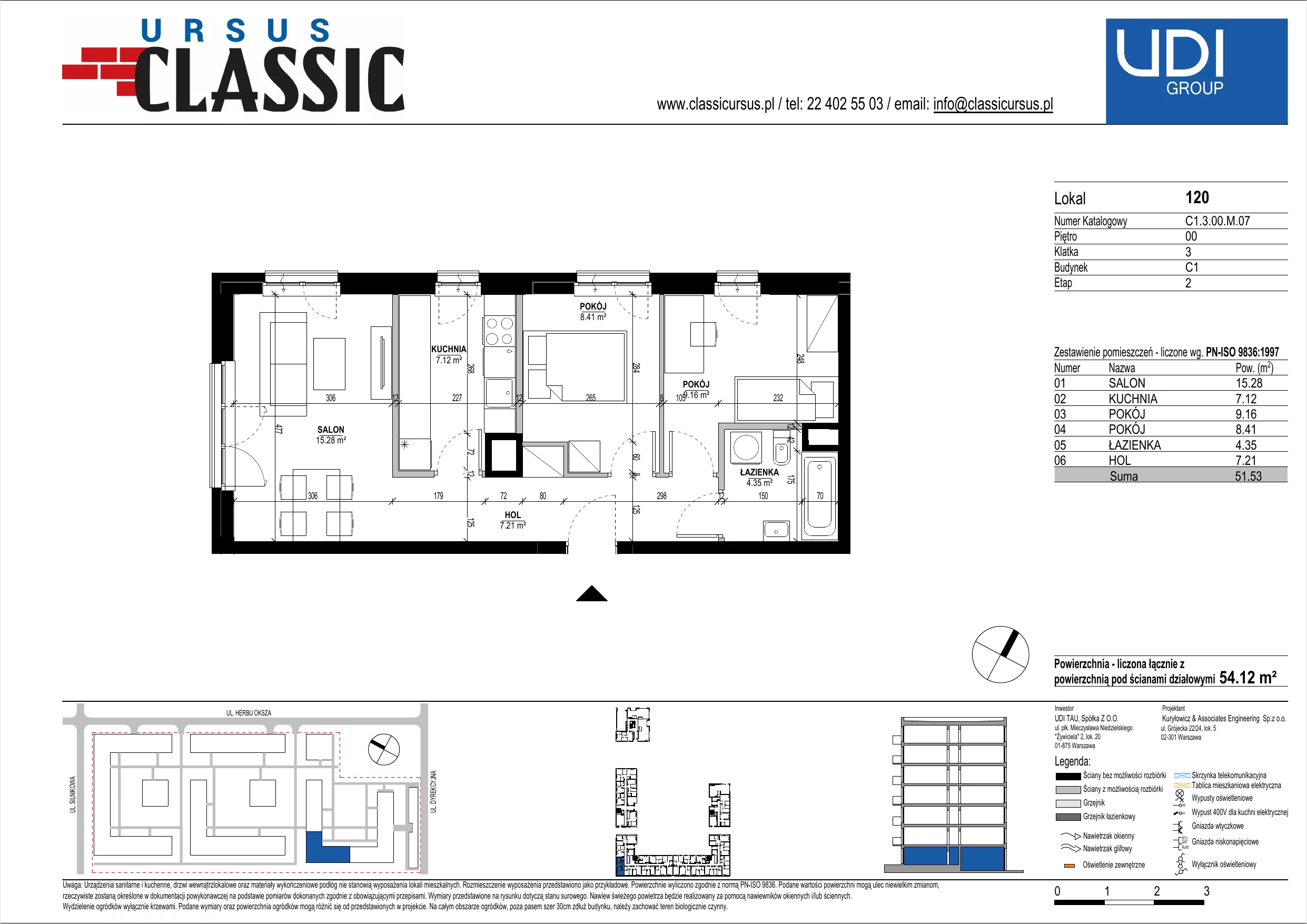 3 pokoje, mieszkanie 54,12 m², parter, oferta nr C1/120, Classic Ursus, Warszawa, Ursus, Szamoty, ul. Dyrekcyjna