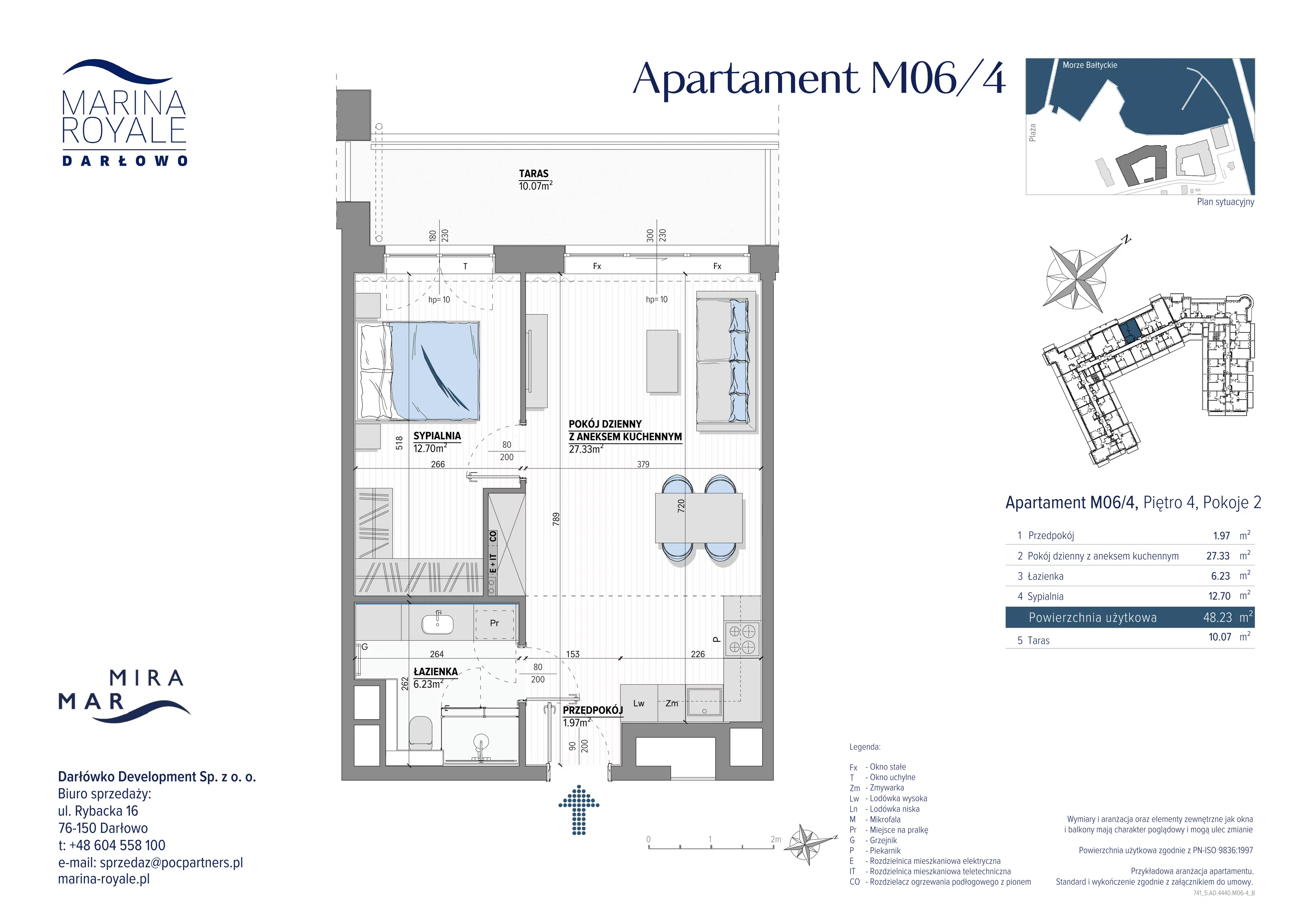 2 pokoje, apartament 48,23 m², piętro 4, oferta nr M06/4, Marina Royale, Darłowo, ul. Bulwar Zachodzącego Słońca 1