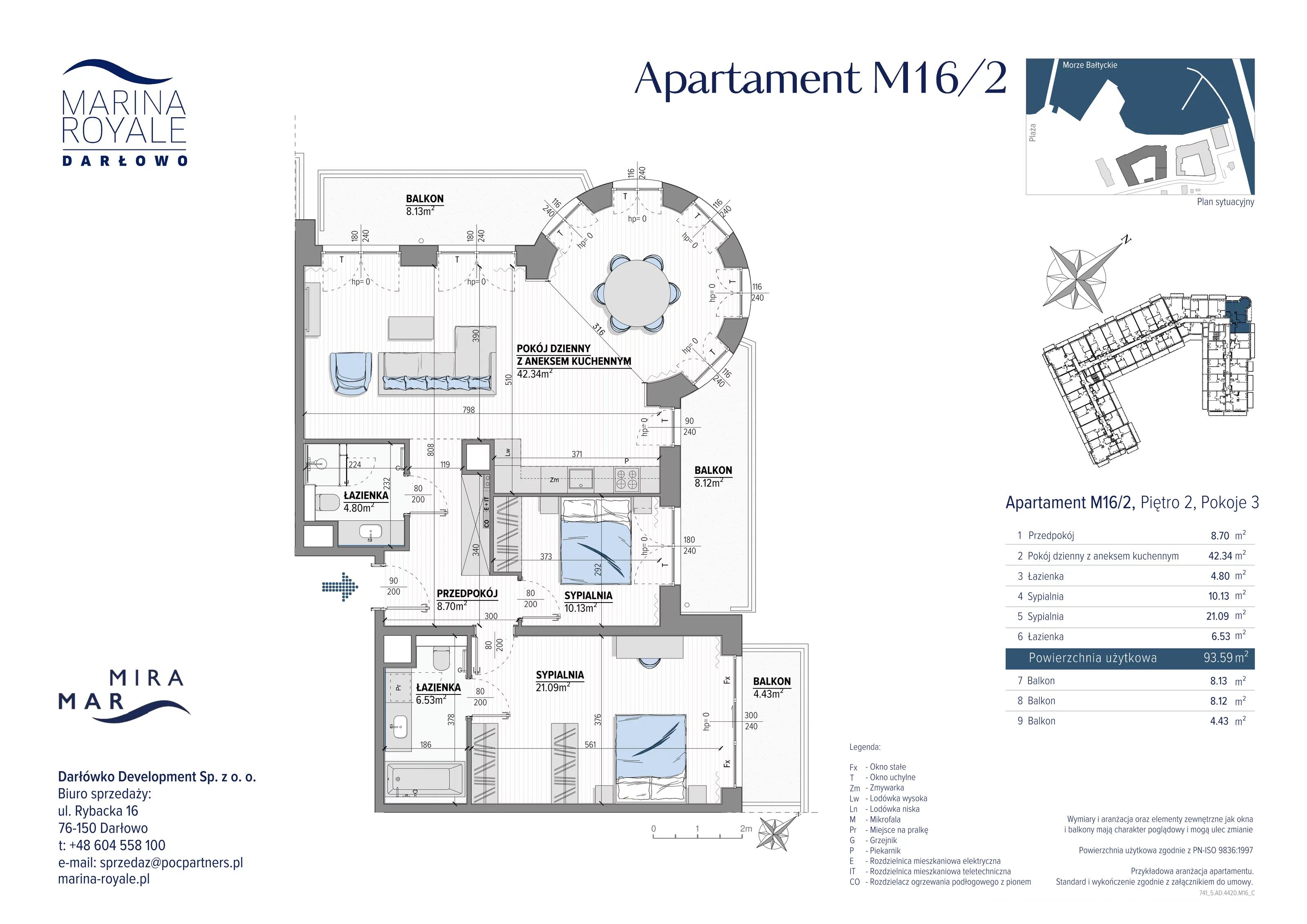 3 pokoje, apartament 93,59 m², piętro 2, oferta nr M16/2, Marina Royale, Darłowo, ul. Bulwar Zachodzącego Słońca 1