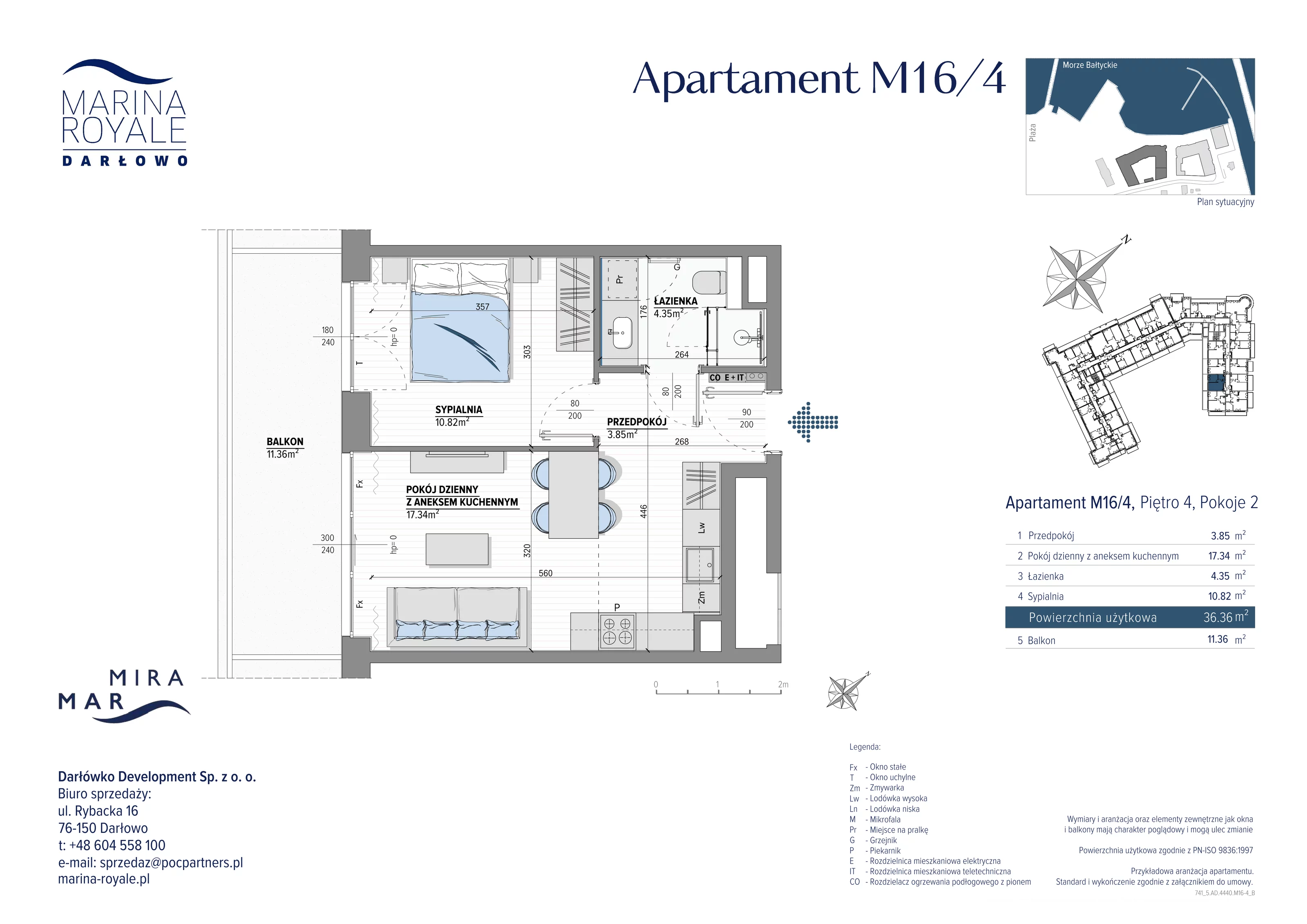 2 pokoje, apartament 36,36 m², piętro 4, oferta nr M16/4, Marina Royale, Darłowo, ul. Bulwar Zachodzącego Słońca 1