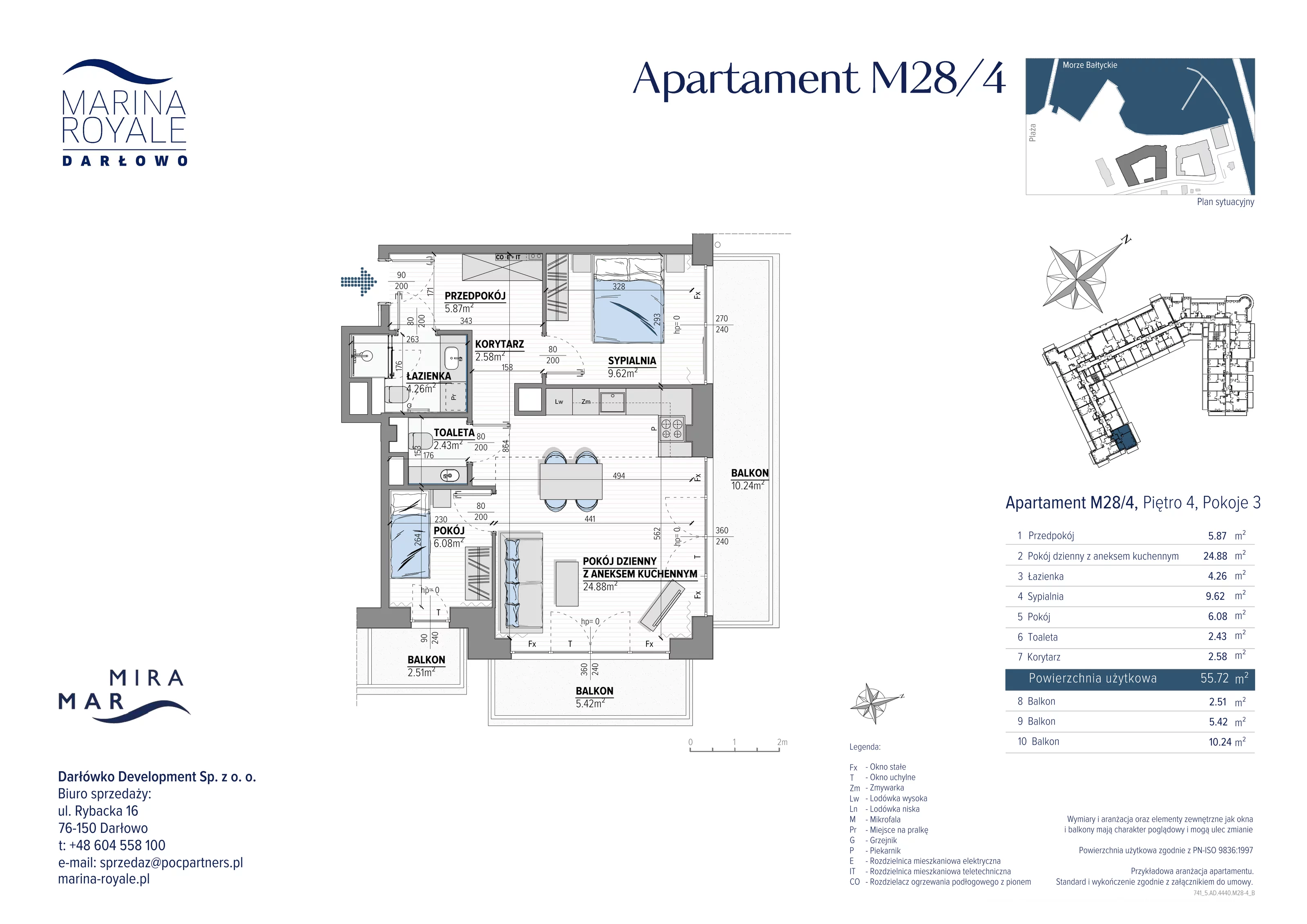 3 pokoje, apartament 55,72 m², piętro 4, oferta nr M28/4, Marina Royale, Darłowo, ul. Bulwar Zachodzącego Słońca 1