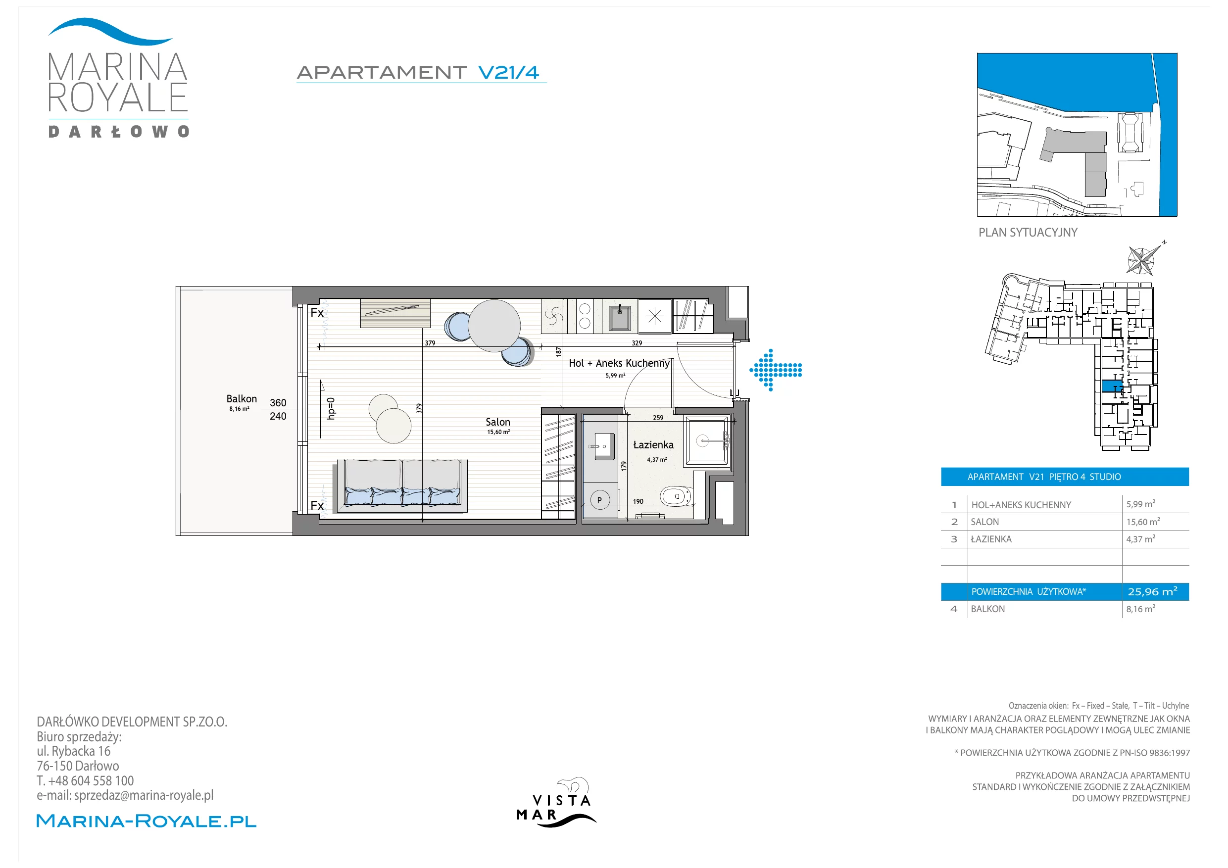 Apartament 25,96 m², piętro 4, oferta nr V21/4, Marina Royale, Darłowo, ul. Bulwar Zachodzącego Słońca 1