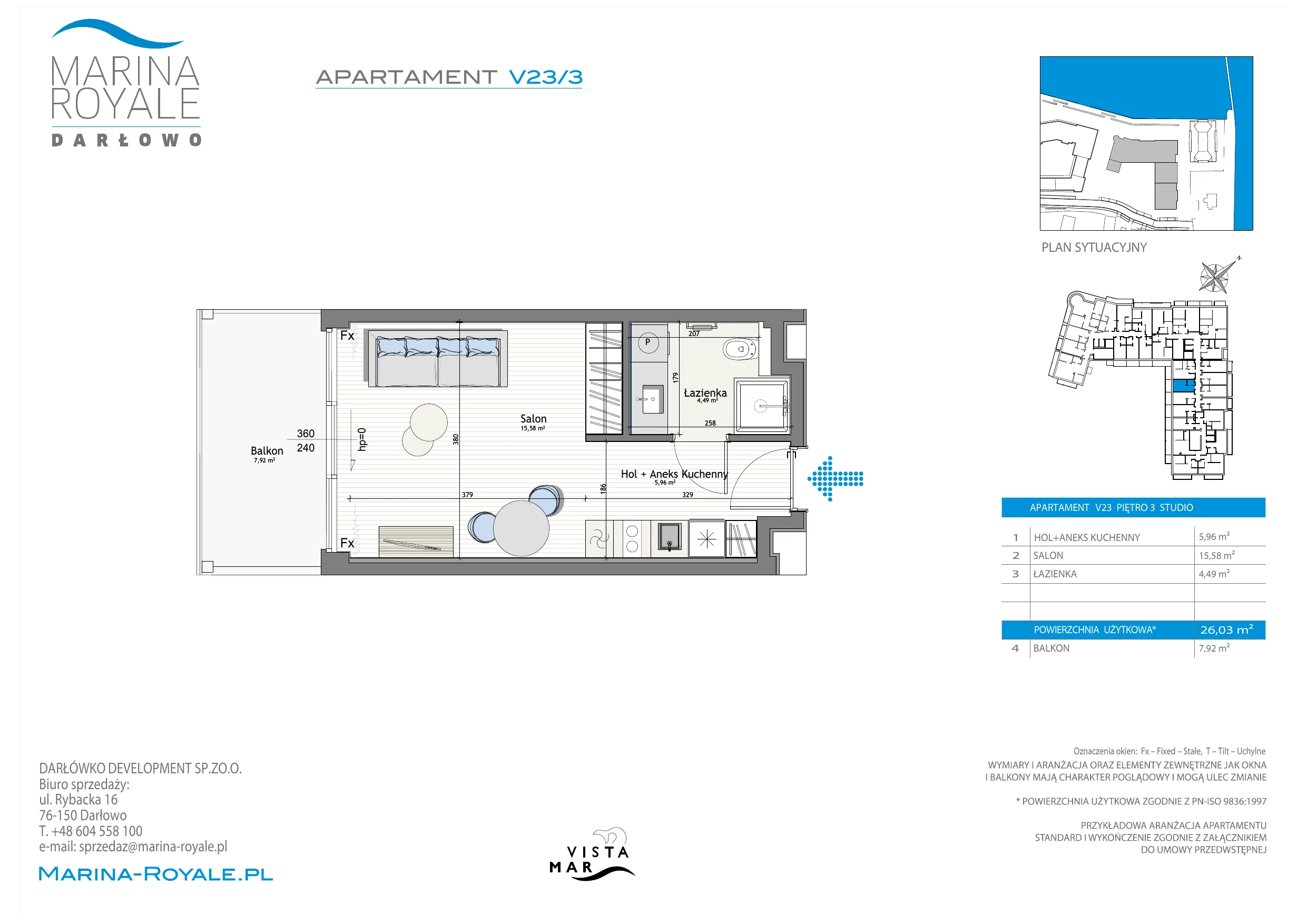 Apartament 26,03 m², piętro 3, oferta nr V23/3, Marina Royale, Darłowo, ul. Bulwar Zachodzącego Słońca 1