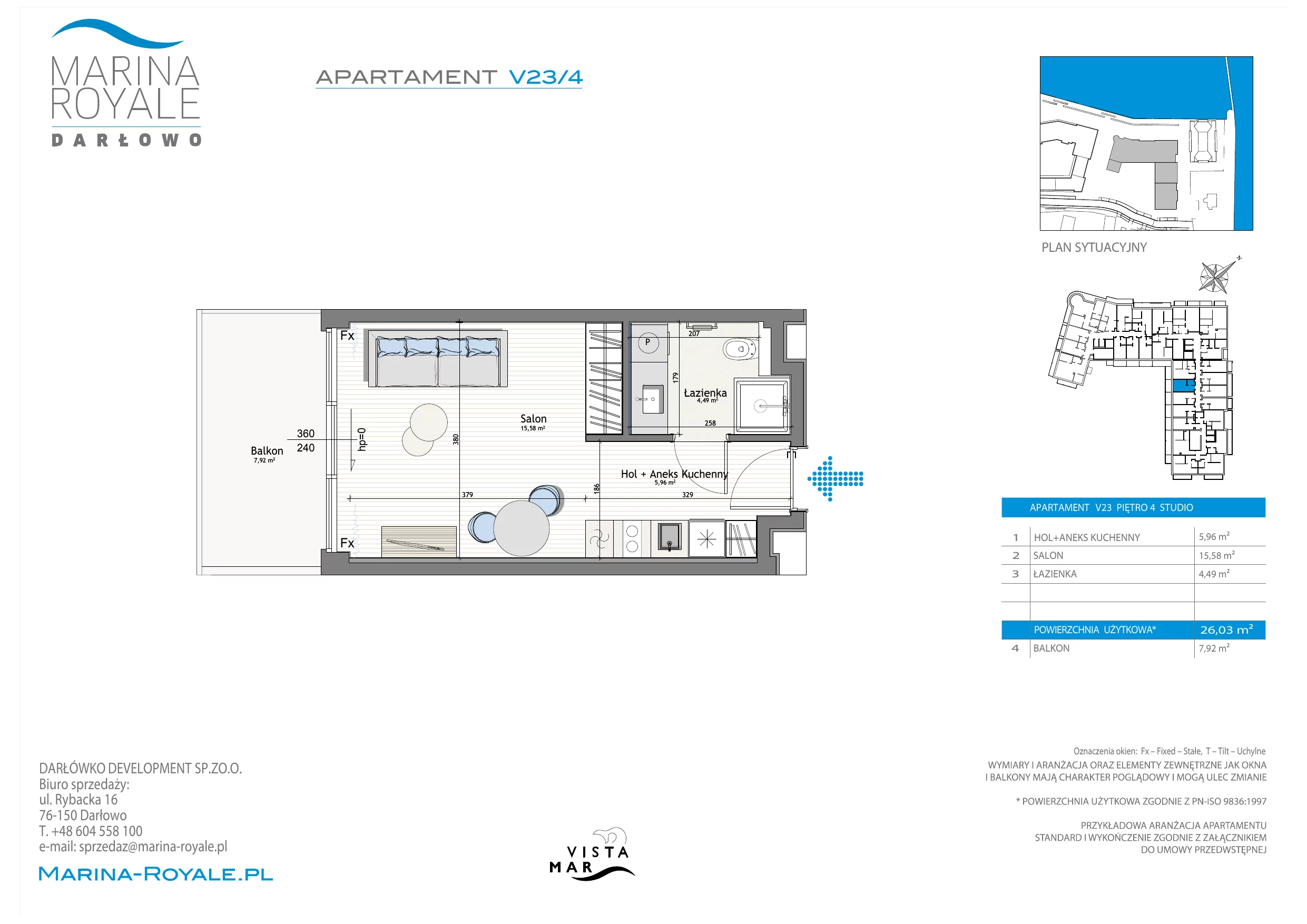 Apartament 26,03 m², piętro 4, oferta nr V23/4, Marina Royale, Darłowo, ul. Bulwar Zachodzącego Słońca 1