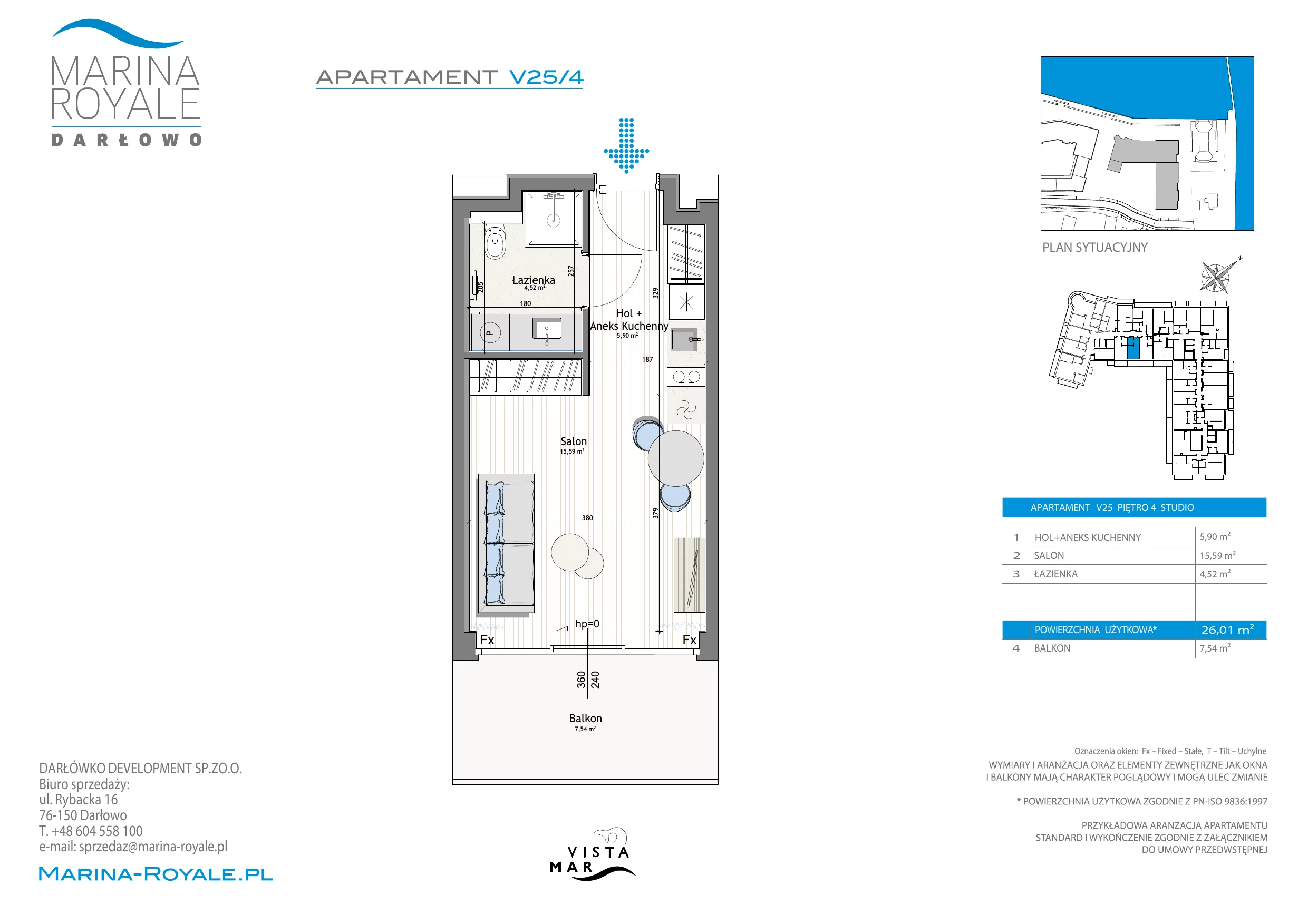 Apartament 26,01 m², piętro 4, oferta nr V25/4, Marina Royale, Darłowo, ul. Bulwar Zachodzącego Słońca 1