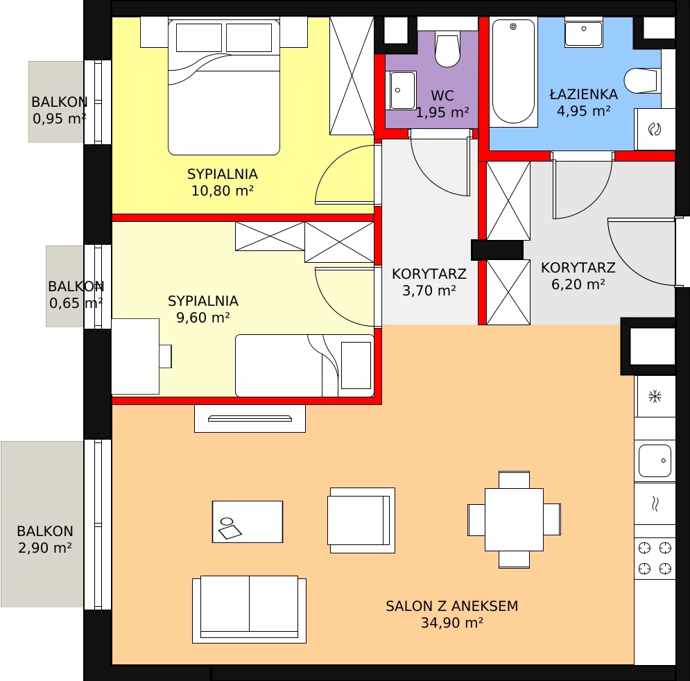 3 pokoje, apartament 73,55 m², piętro 1, oferta nr 6, Biała Kamienica, Łódź, Śródmieście, Osiedle Katedralna, ul. Więckowskiego 12