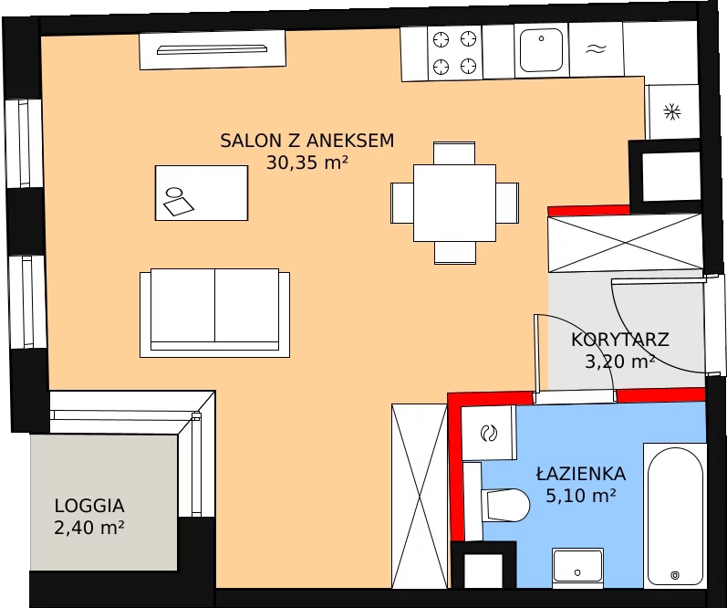 1 pokój, apartament 38,80 m², piętro 1, oferta nr 10, Biała Kamienica, Łódź, Śródmieście, Osiedle Katedralna, ul. Więckowskiego 12